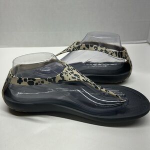 Crocs Sexi Serena Sandals Leopard Flip Flop Thong Slingback Flat Shoes Womens 10